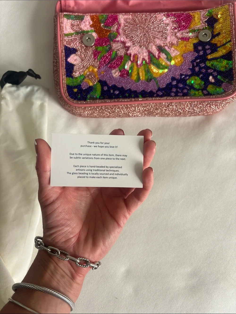 STAUD Pink Embroidered Beaded Shoulder Bag - Picture 5 of 5